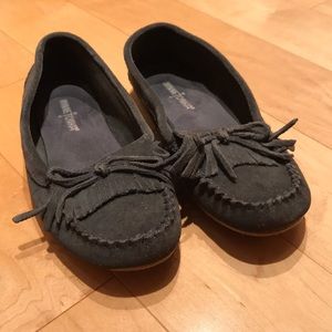 Dark Gray Minnetonka Leather Moccasins
